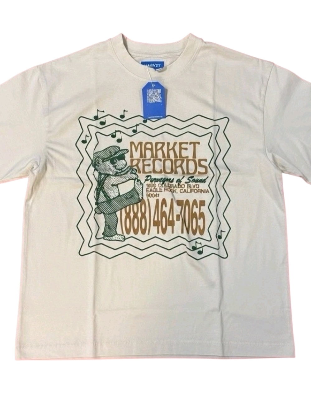 Market Records Cream Graphic Short Sleeve Tee